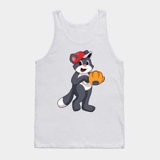 Cat at Baseball with Baseball glove Tank Top